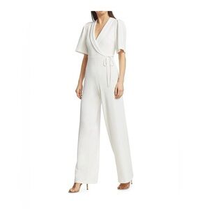 Alice + Olivia Luana Faux-Wrap Wide Leg Jumpsuit - White - Size 4
